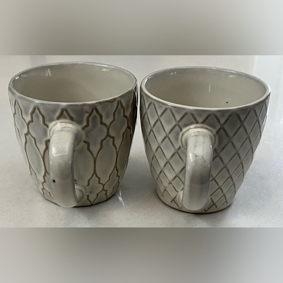 Espresso Demi tasse coffee cup Set of Two Gray Patterned ceramic cups - Picture 7 of 10
